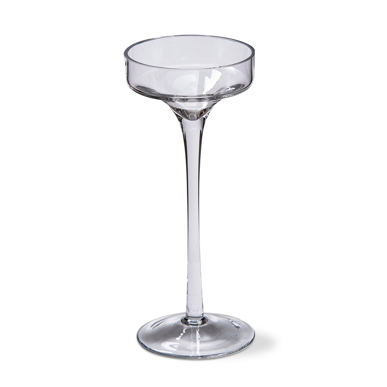 Paloma Pulled Clear Glass Stem Pillar Candle Holder Medium 3.5L x 3.5W x 8.3H inches